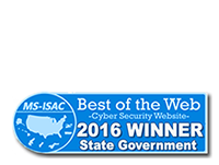 MS-ISAC State Government Cybersecurity Best of the Web 2016 1st Place badge