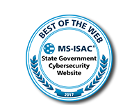 MS-ISAC State Government Cybersecurity Best of the Web 2018 1st Place badge