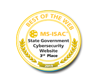 MS-ISAC State Government Cybersecurity Best of the Web 2019 3rd place badge