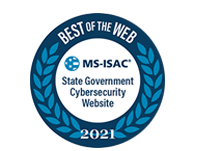 MS-ISAC State Government Cybersecurity Best of the Web 2021 1st place badge